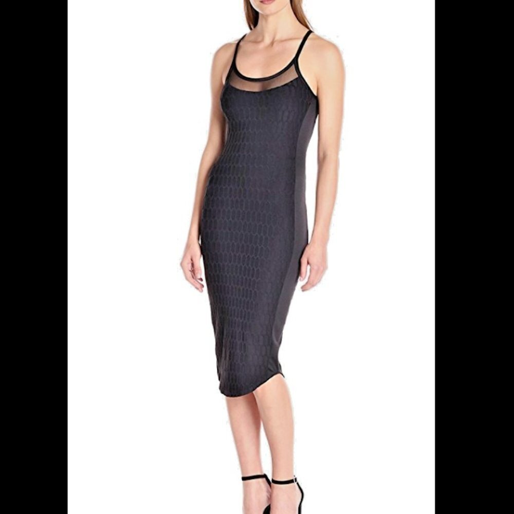 Twenty Honeycomb Black Bodycon Slinky Dress M NWT